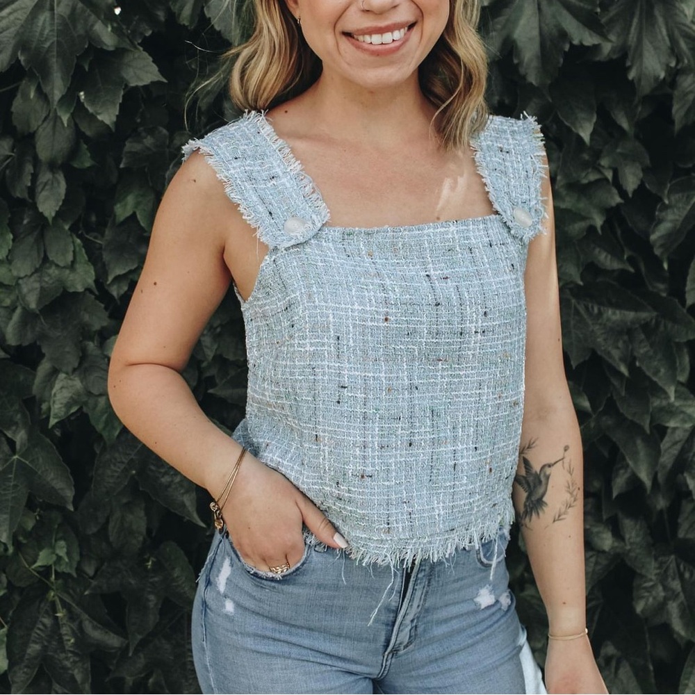 Blue Tweed Tank Top